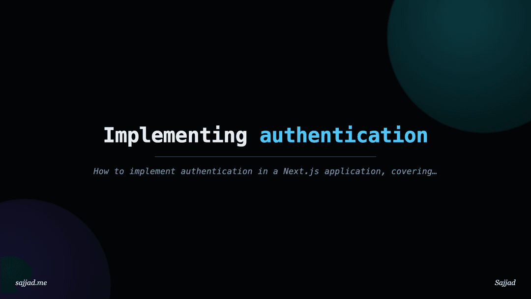 Next.js Implementing authentication