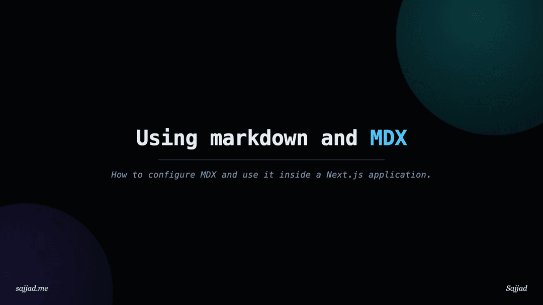 Next.js Using markdown and MDX