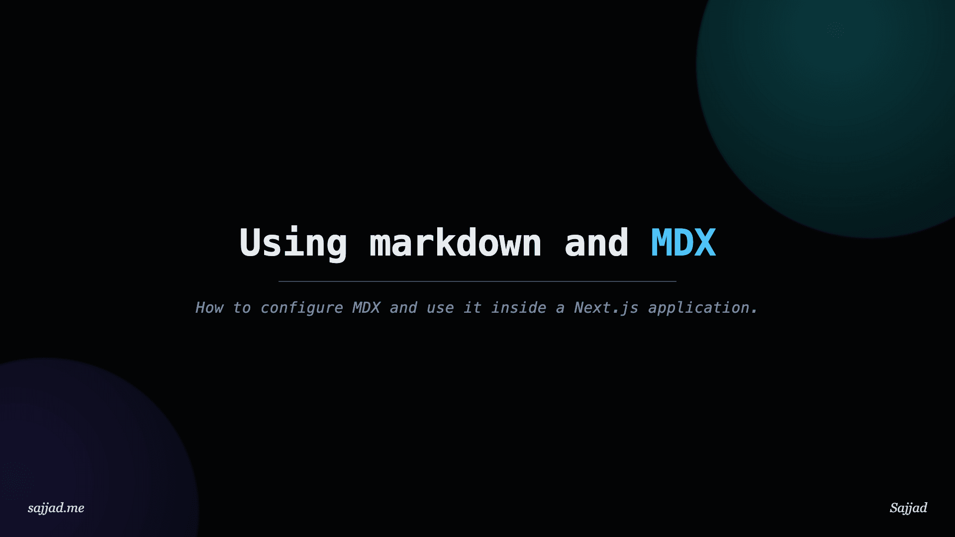 Next.js Using markdown and MDX