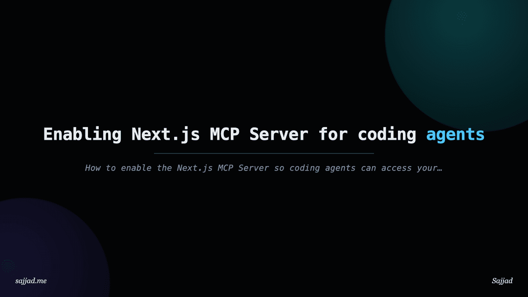 Next.js Enabling Next.js MCP Server for coding agents
