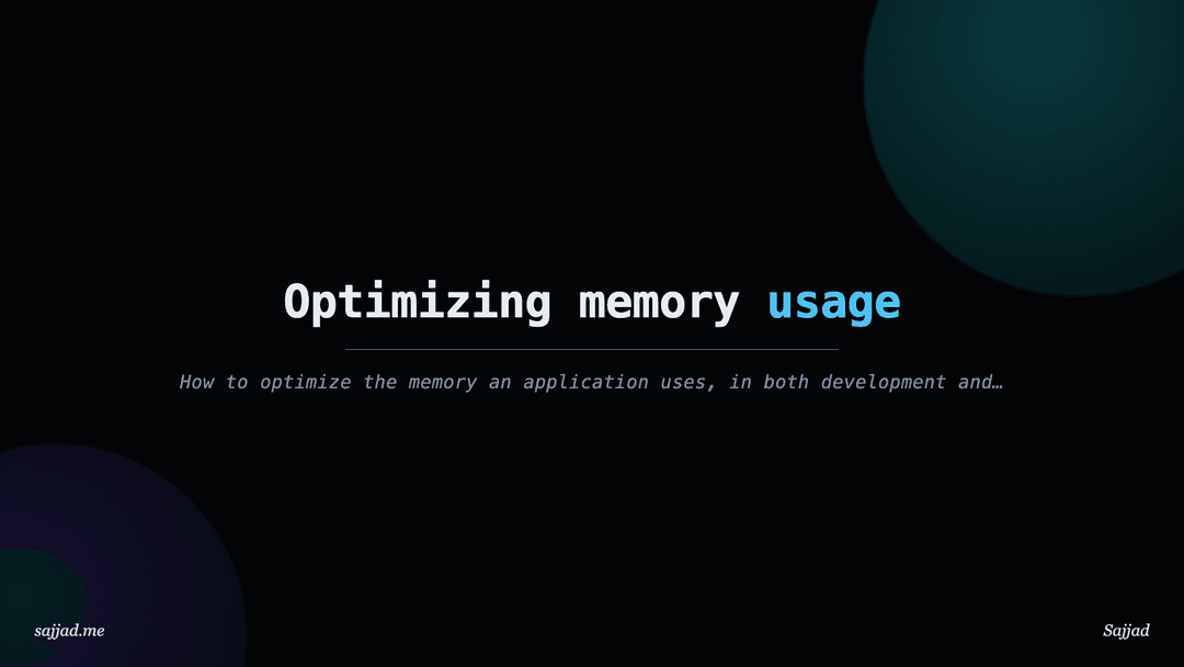 Next.js Optimizing memory usage