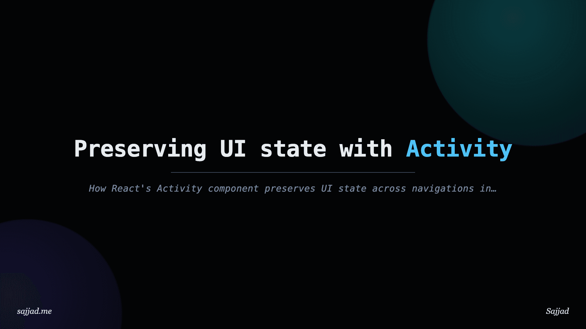 Next.js Preserving UI state with Activity