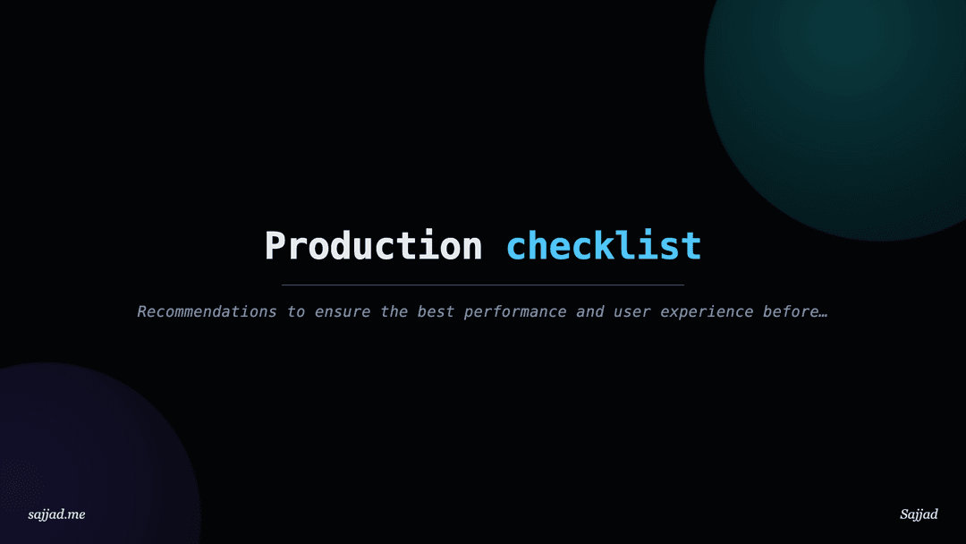 Next.js Production checklist