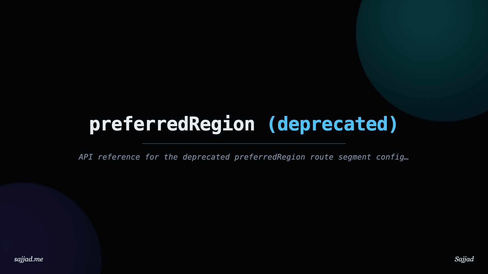 Next.js preferredRegion (deprecated)