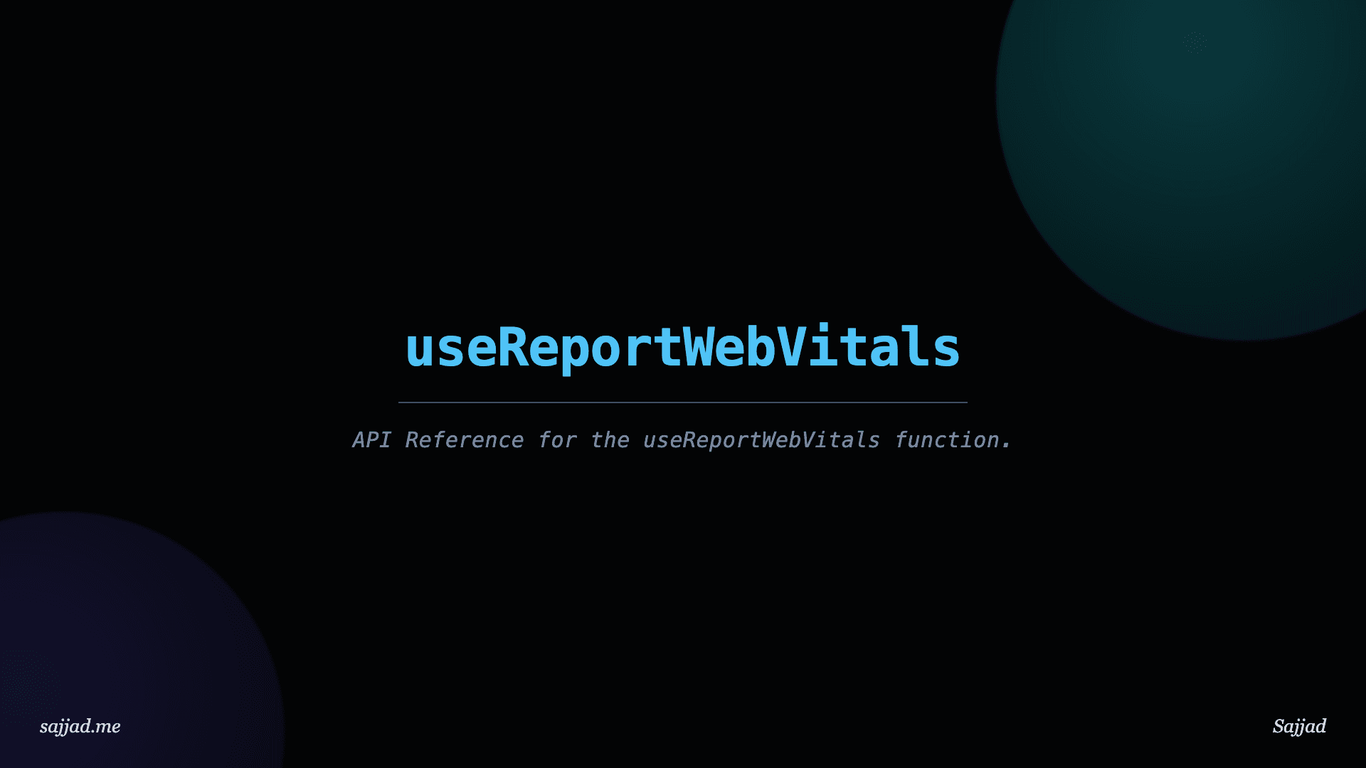 Next.js useReportWebVitals