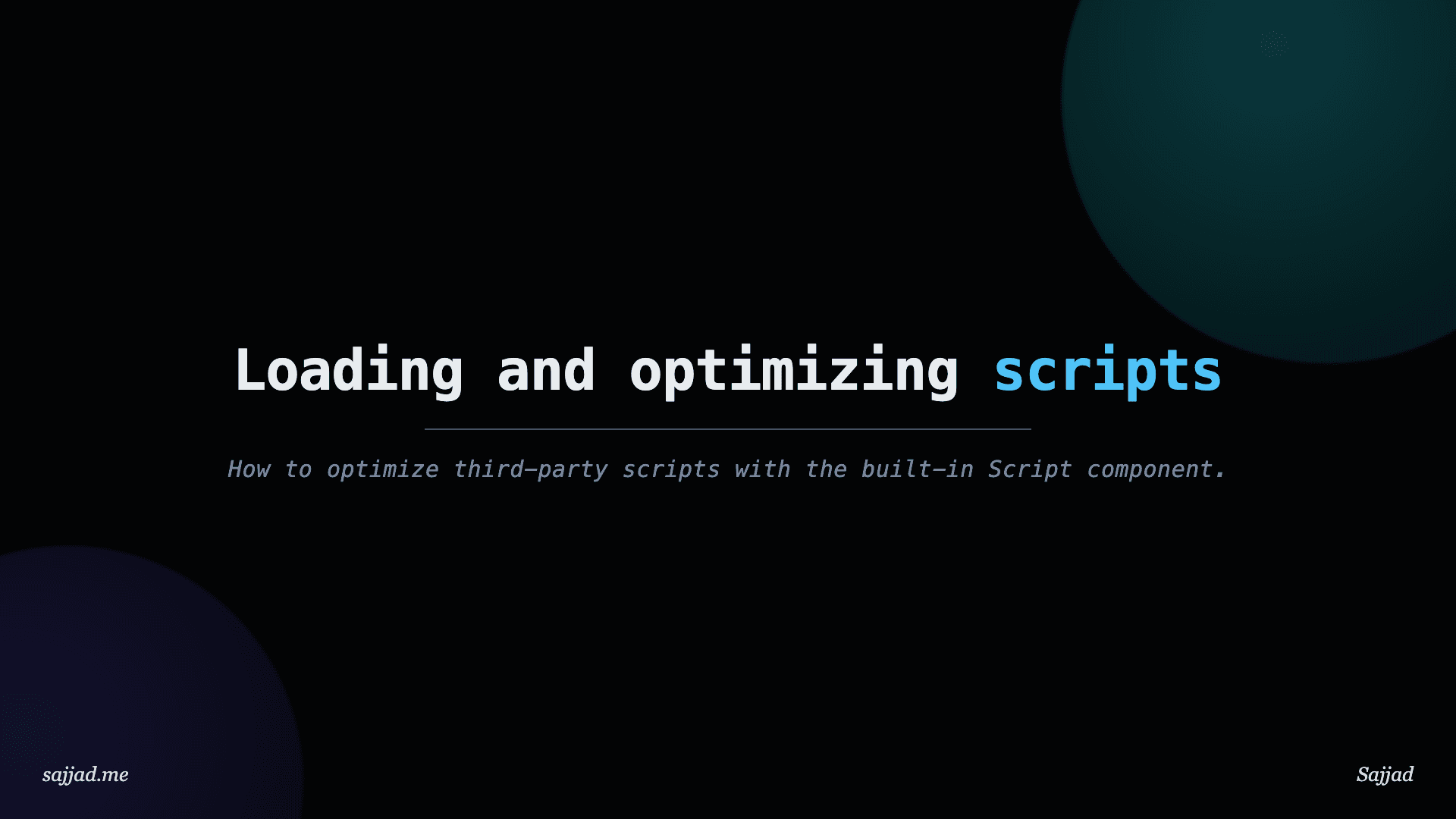 Next.js Loading and optimizing scripts