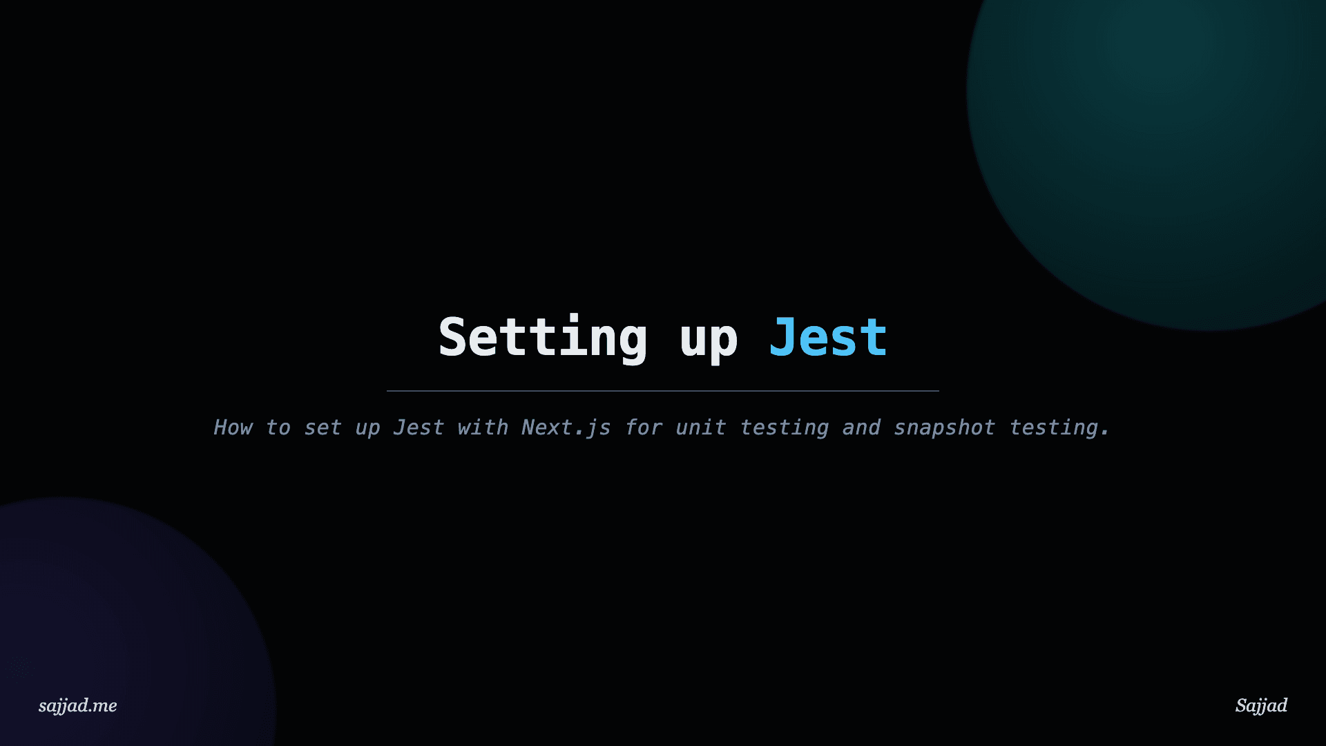 Next.js Setting up Jest