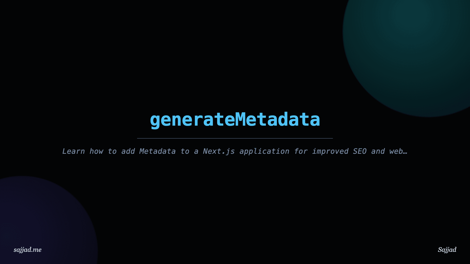 Next.js generateMetadata function