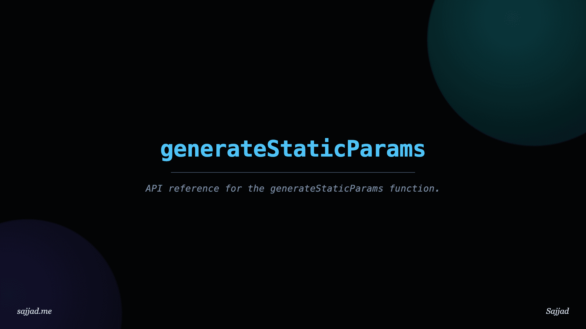 Next.js generateStaticParams